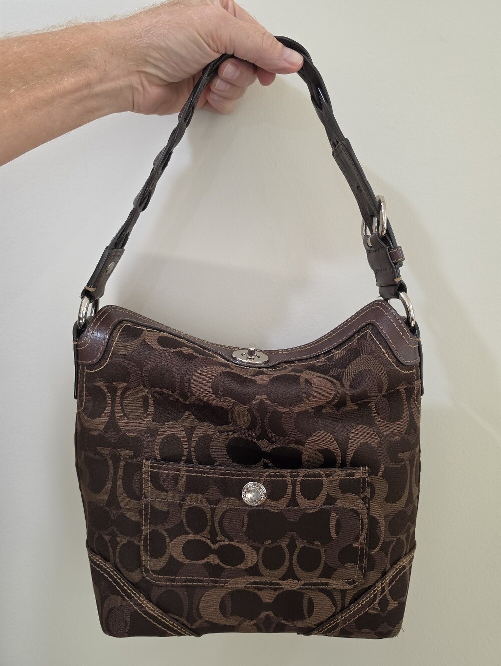 Vintage Coach Chelsea Signature Turn Lock Chocolate Brown Shoulder Hobo Bag